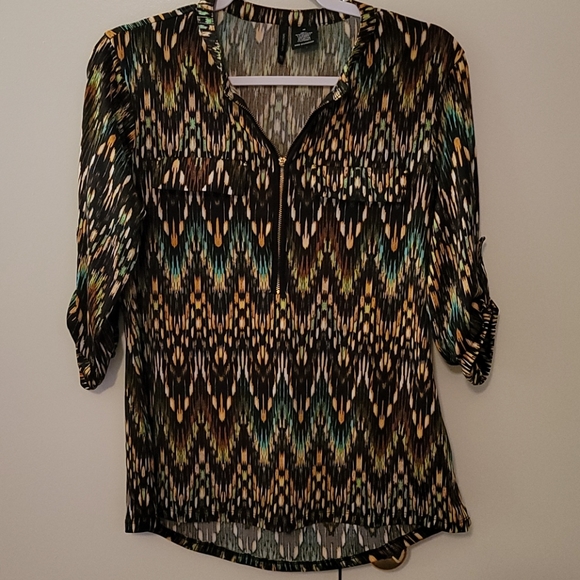 new directions Tops - New Directions 3/4 sleeve zip up top